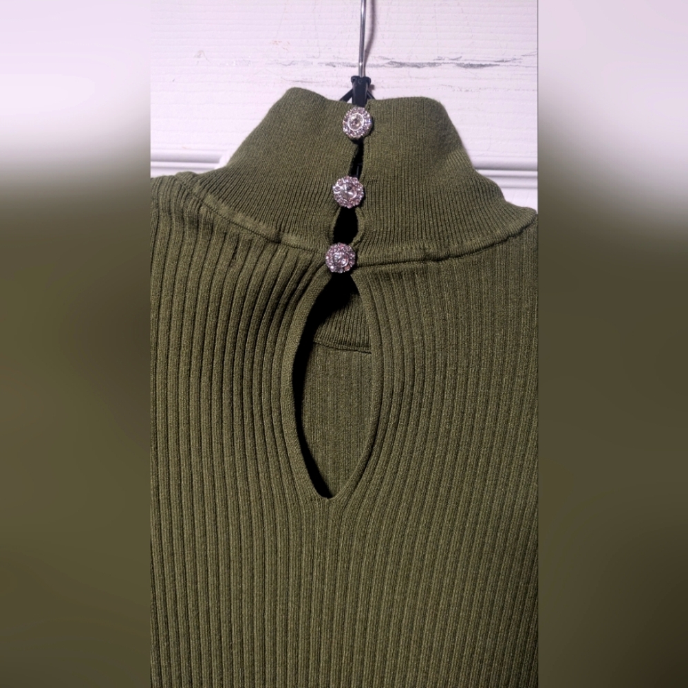 Army Green Ribbed Dress